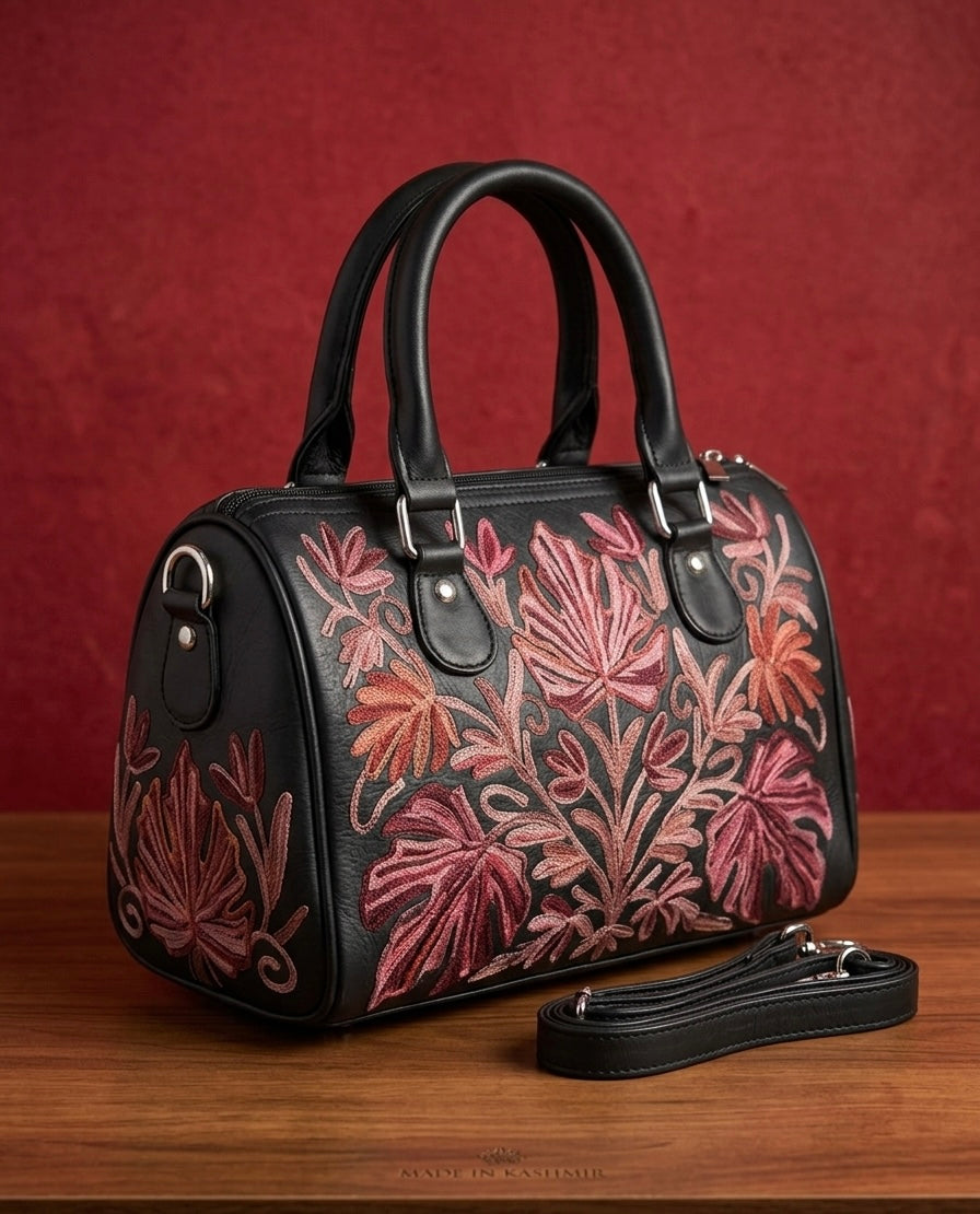 Mini Duffle Bag Full Grain Real Sheep leather (Black)