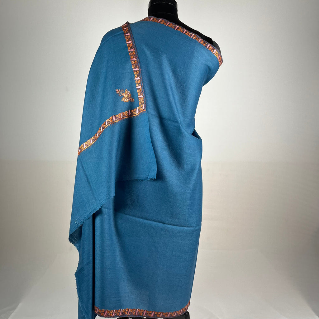 Marino Pashmina Shawl Hashidar Sozni Embroidery - Blue