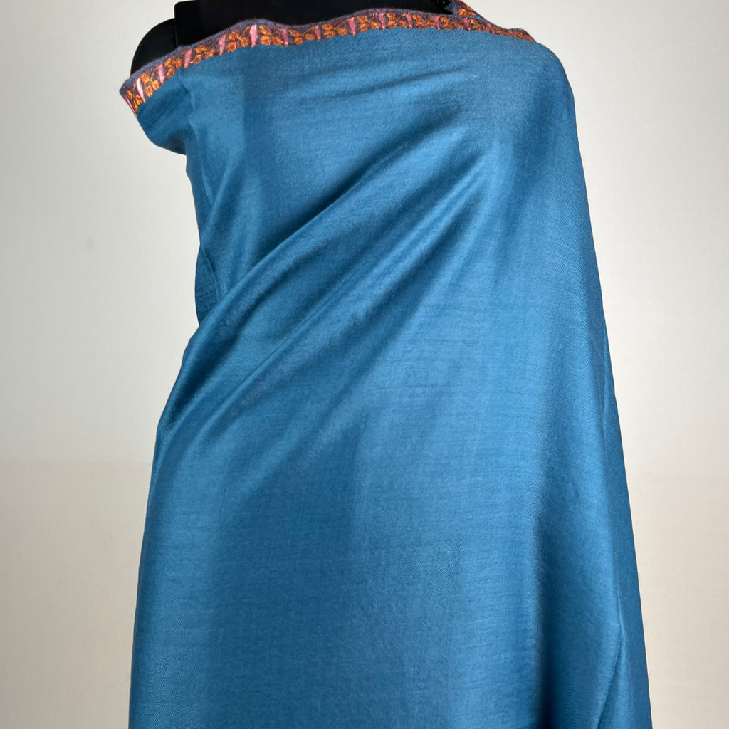 Marino Pashmina Shawl Hashidar Sozni Embroidery - Blue
