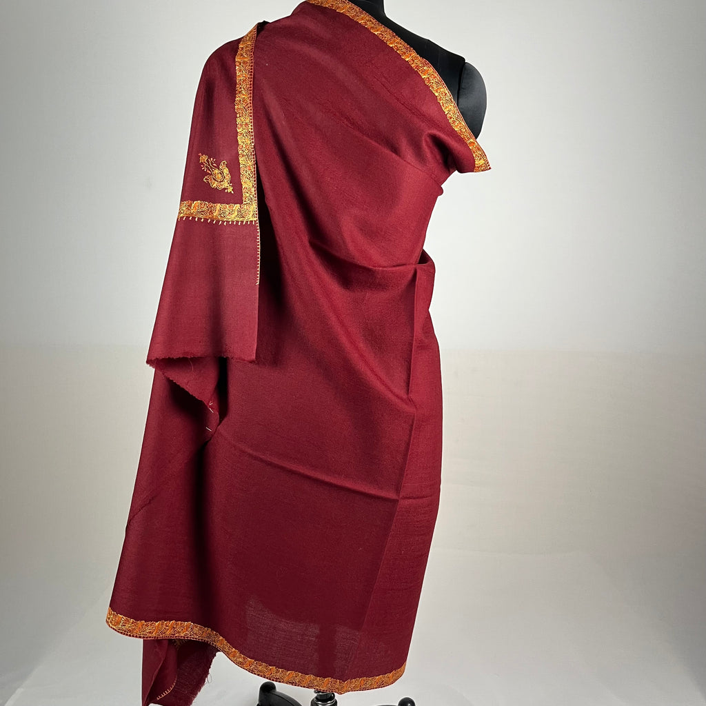 Marino Pashmina Shawl Hashidar Sozni Embroidery - Red