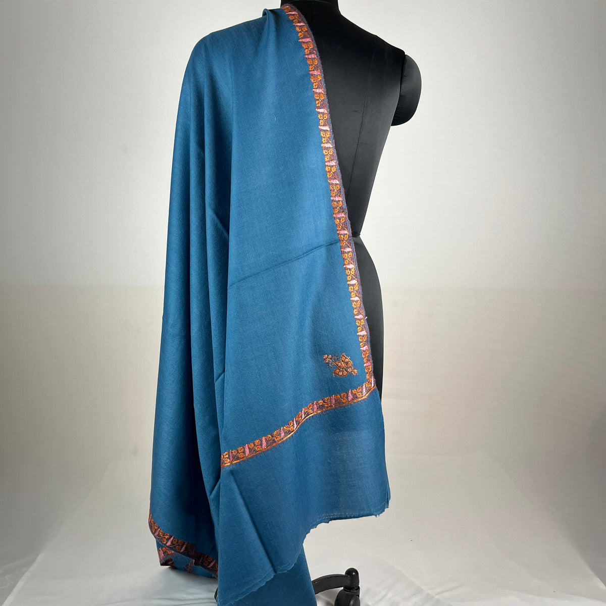 Marino Pashmina Shawl Hashidar Sozni Embroidery - Blue