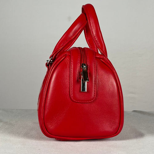 Boston Sling Bag Sheep Leather  – Hand Embroidered (Red)