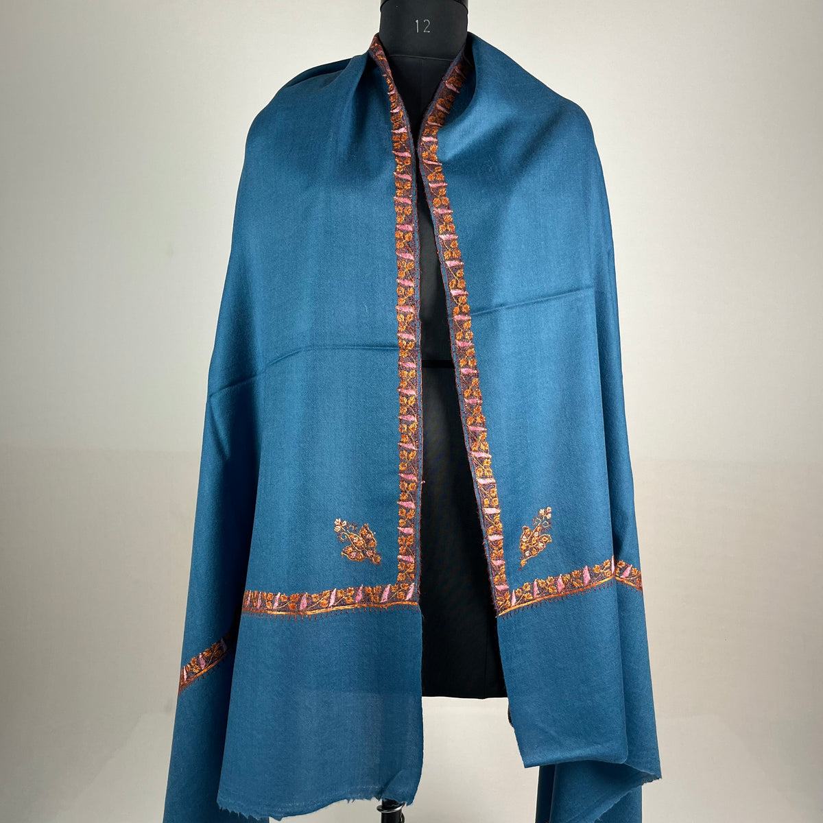 Marino Pashmina Shawl Hashidar Sozni Embroidery - Blue