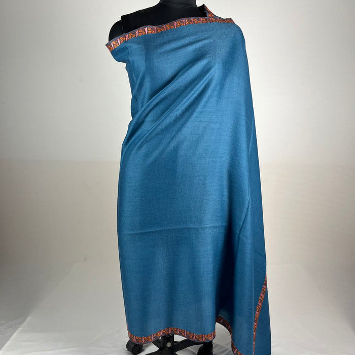 Marino Pashmina Shawl Hashidar Sozni Embroidery - Blue