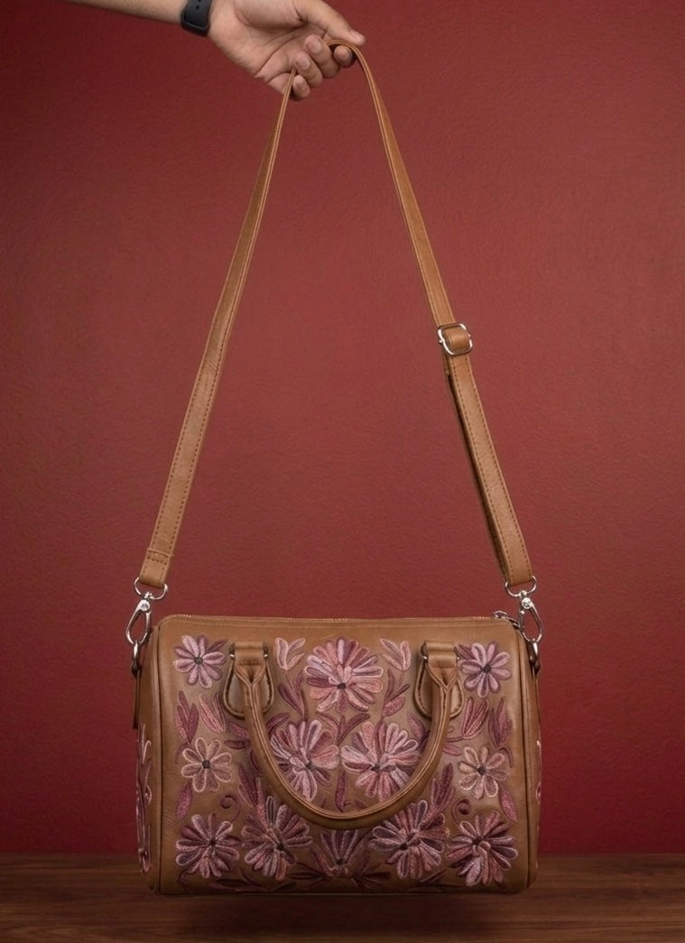 Mini Duffle Bag Full Grain Real Sheep leather (Brown)