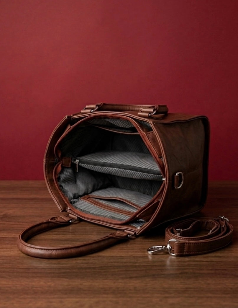 Small Handbag Full grain Real Sheep leather with aari work ( Dark Brownish Maroon)