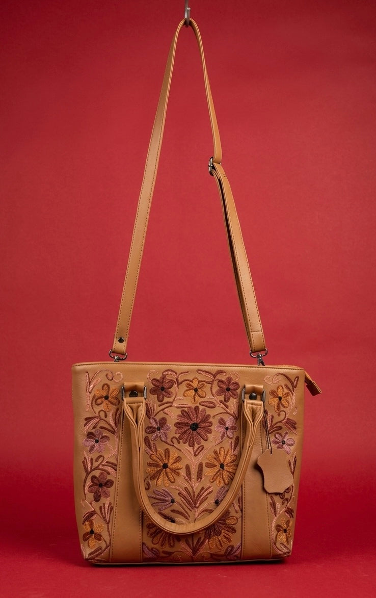 Big Tote bag full grain real sheep leather ( Light Brown)