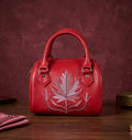 Boston Sling Bag Sheep Leather  – Hand Embroidered (Red)