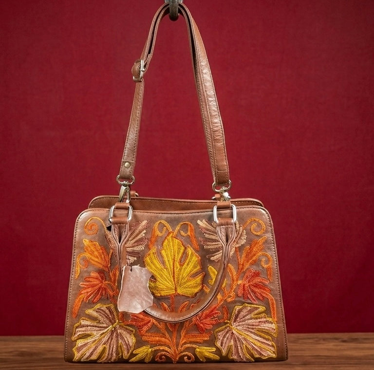 Sidemagnet Bag Full Grain Real Sheep Leather - Kashmiri Craftsmanship (Brown)