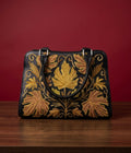 Sheep Leather Sling Bag – Yellow Embroidery(Black)