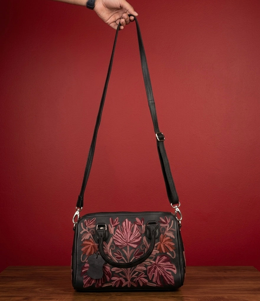 Mini Duffle Bag Full Grain Real Sheep leather (Black)