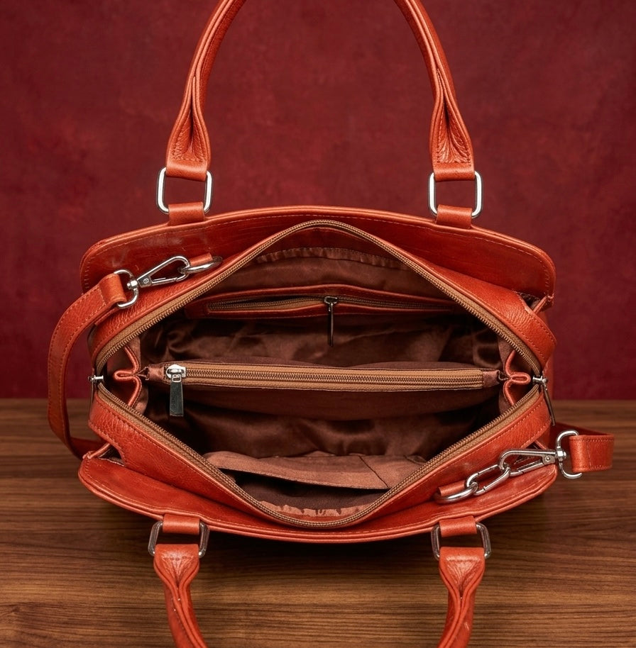 Sheep Leather Sling Bag – (Brick red)