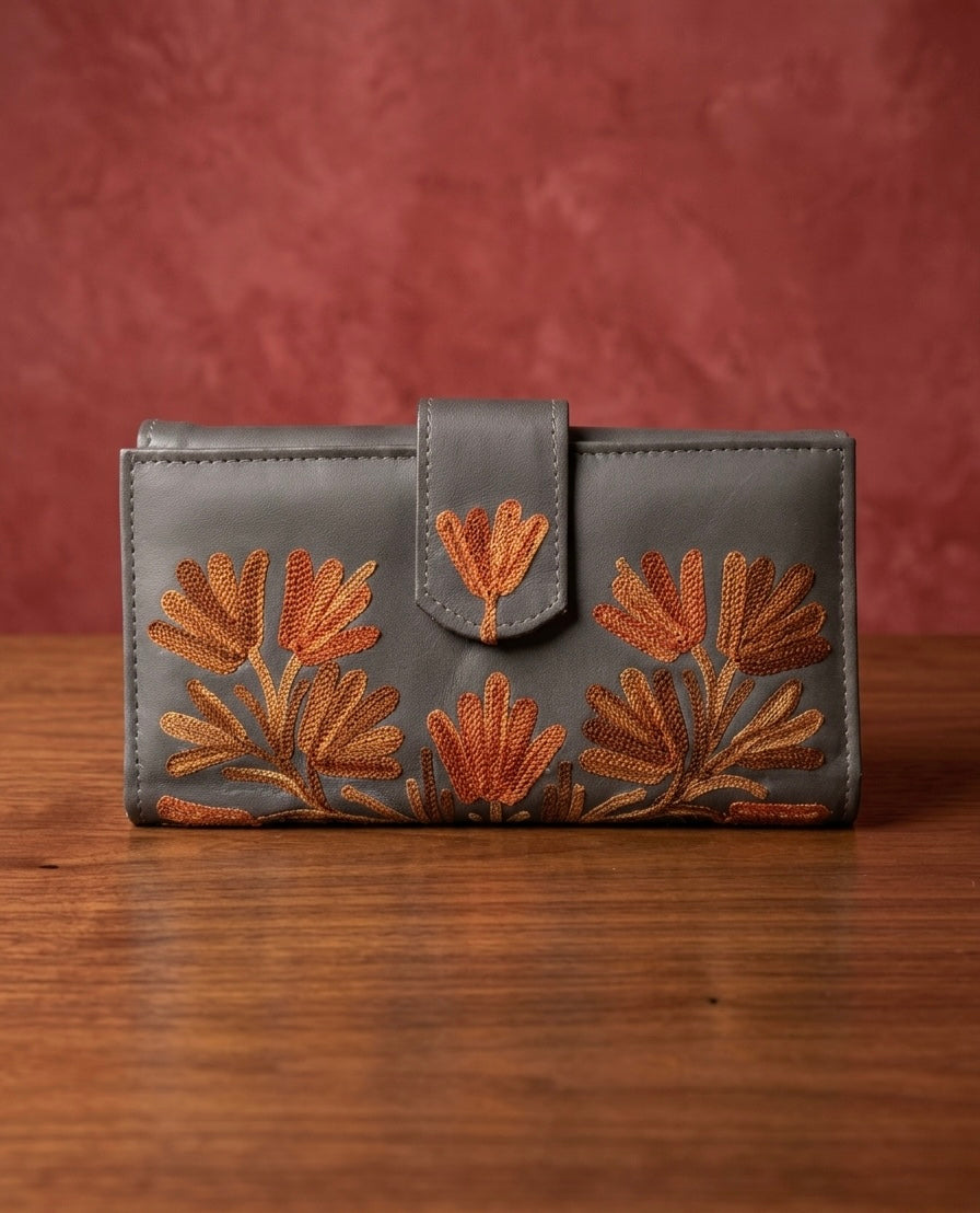 Double side Sheep Leather clutch (Grey)