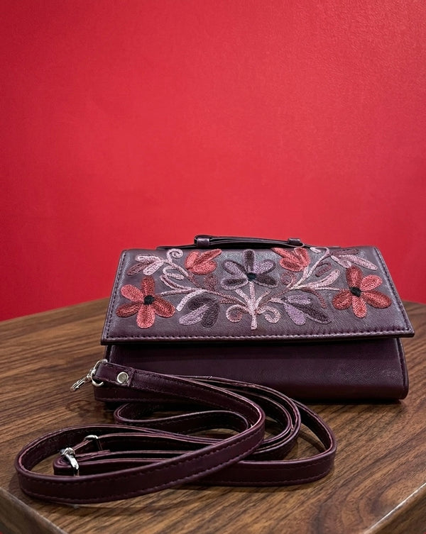 Sling Clutch Full Grain Real Sheep Leather (Deep Maroon)
