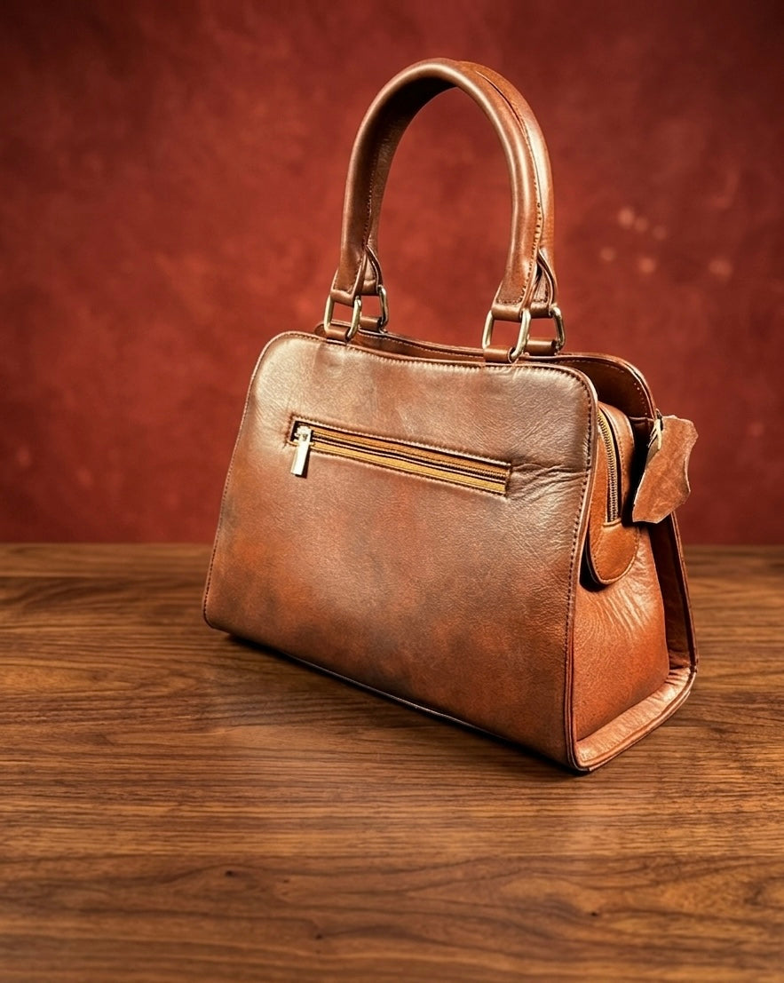 Sidemagnet Bag Full Grain Real Sheep Leather - Kashmiri Craftsmanship (Brown)