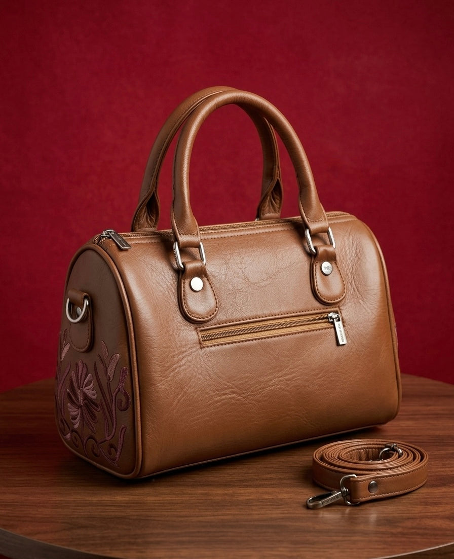 Mini Duffle Bag Full Grain Real Sheep leather (Brown)