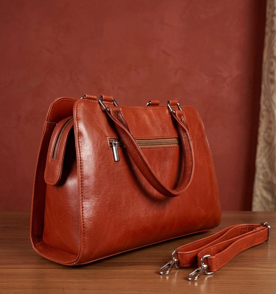 Sheep Leather Sling Bag – (Brick red)