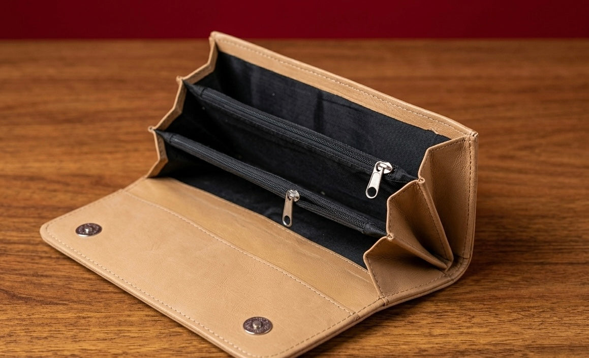 Double side Sheep Leather clutch (Desert brown)