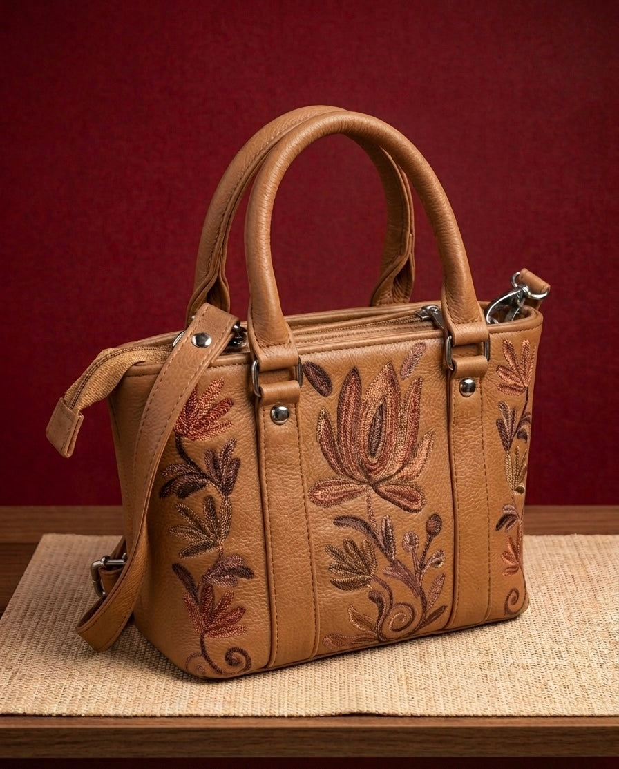 Tote Bag Full grain Buffalo leather light brown (Handstitched)