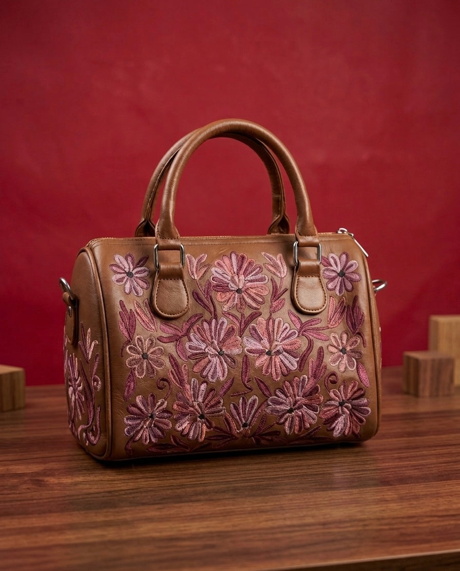 Mini Duffle Bag Full Grain Real Sheep leather (Brown)