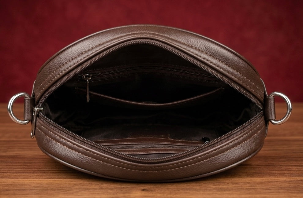 Circle bag sheep leather - (Brown)