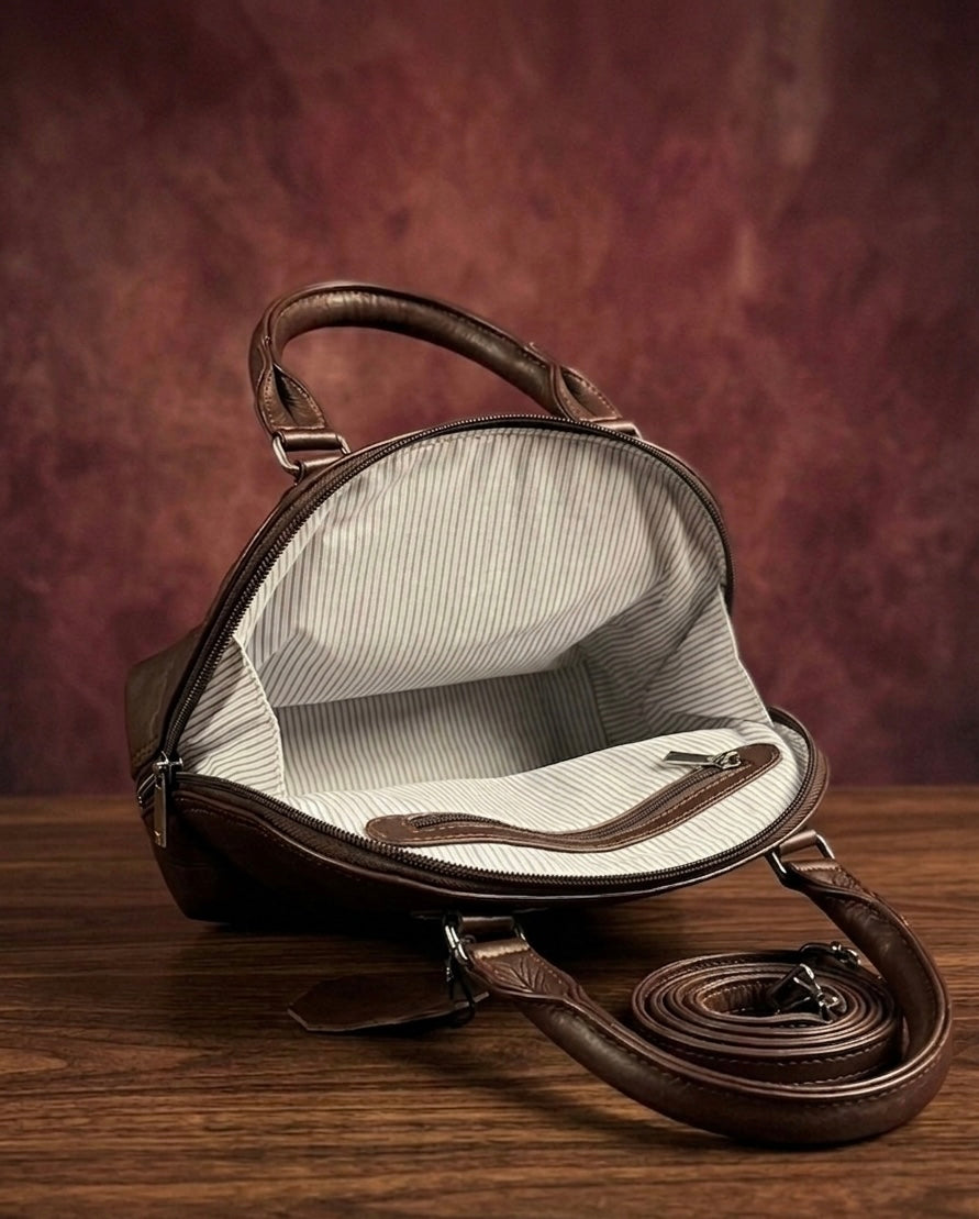 Alma Bag Handembroiderd (Dark Brown)