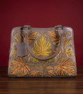 Sheep Leather Sling Bag – Golden Embroidery (Taupe)