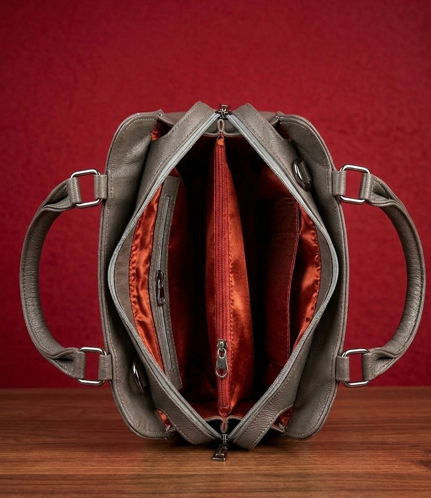 Sidemagnet Bag Full Grain Real Buffalo Leather (Gray)