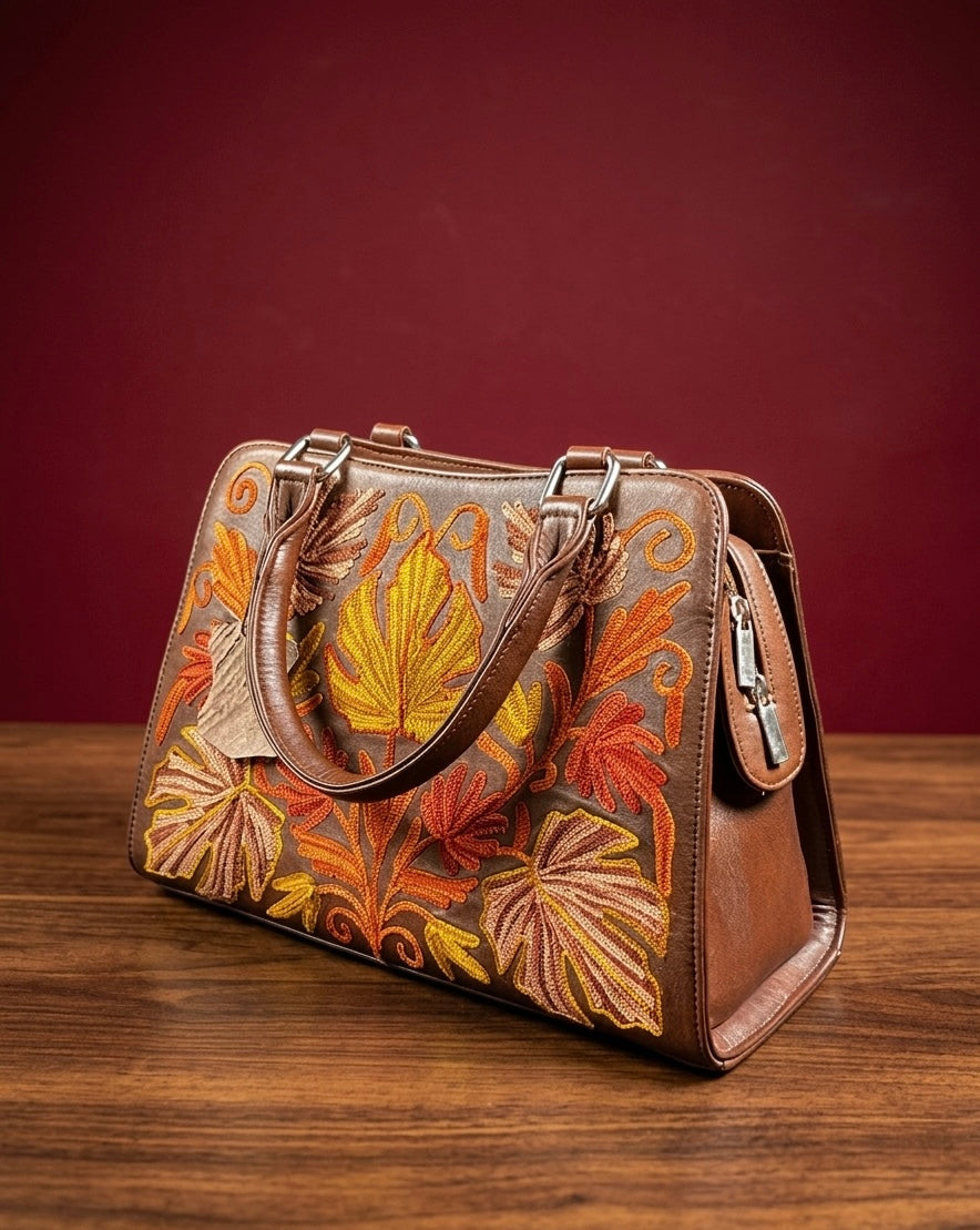 Sidemagnet Bag Full Grain Real Sheep Leather - Kashmiri Craftsmanship (Brown)