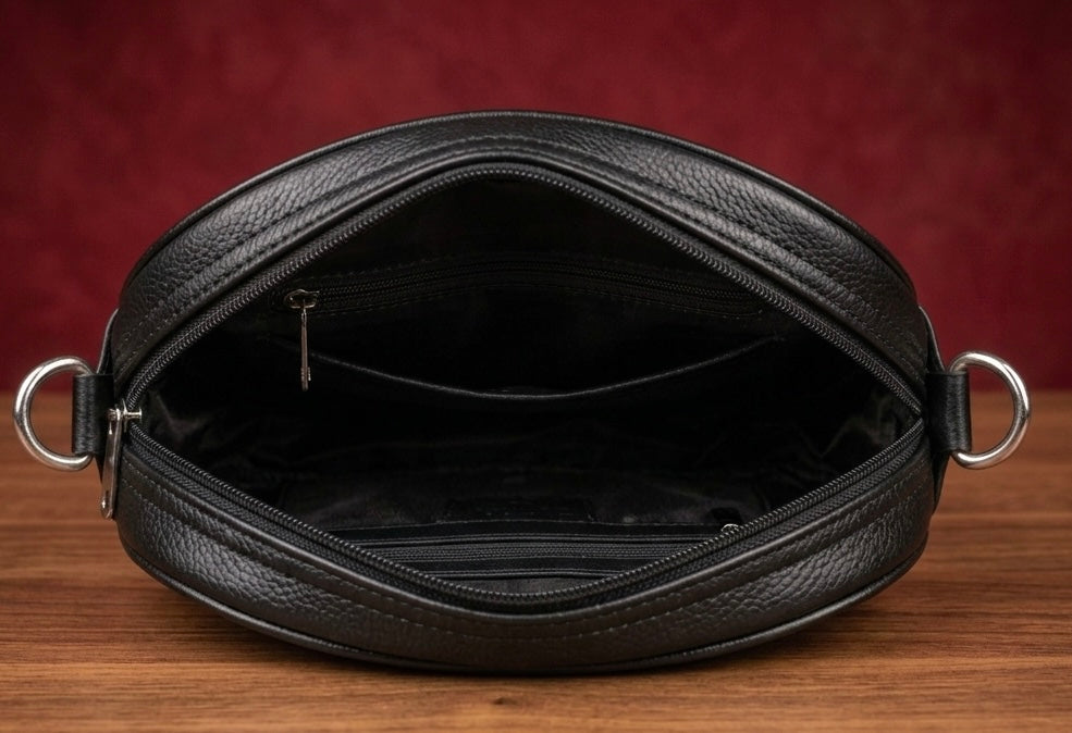 Circle bag sheep leather - (Black)