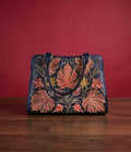 Buffalo Leather Sling Bag – (Black) Red Maple Embroidery