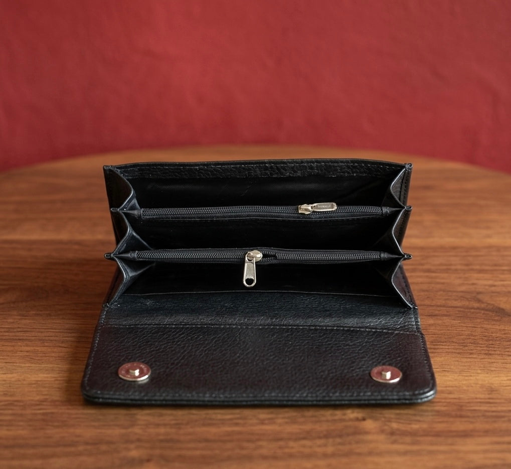 Double side Sheep Leather clutch (Black)