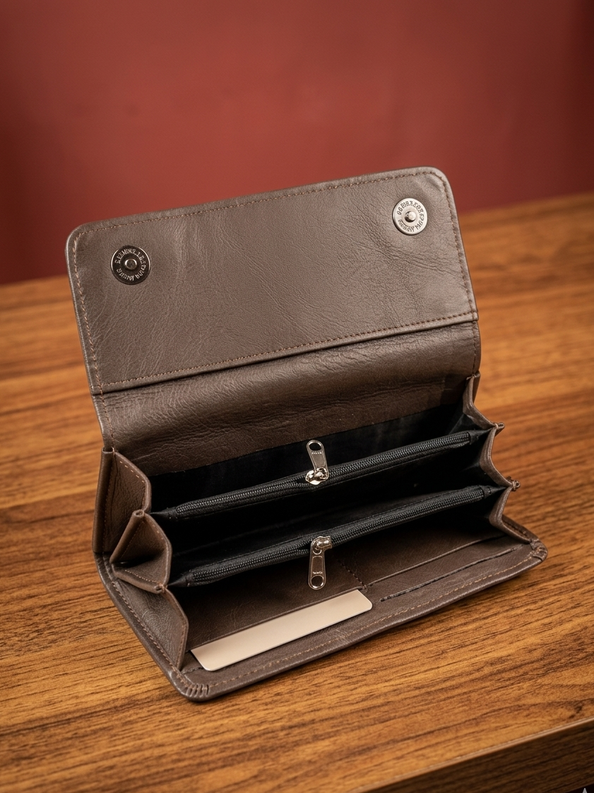 Double side Sheep Leather clutch (Deep brown)