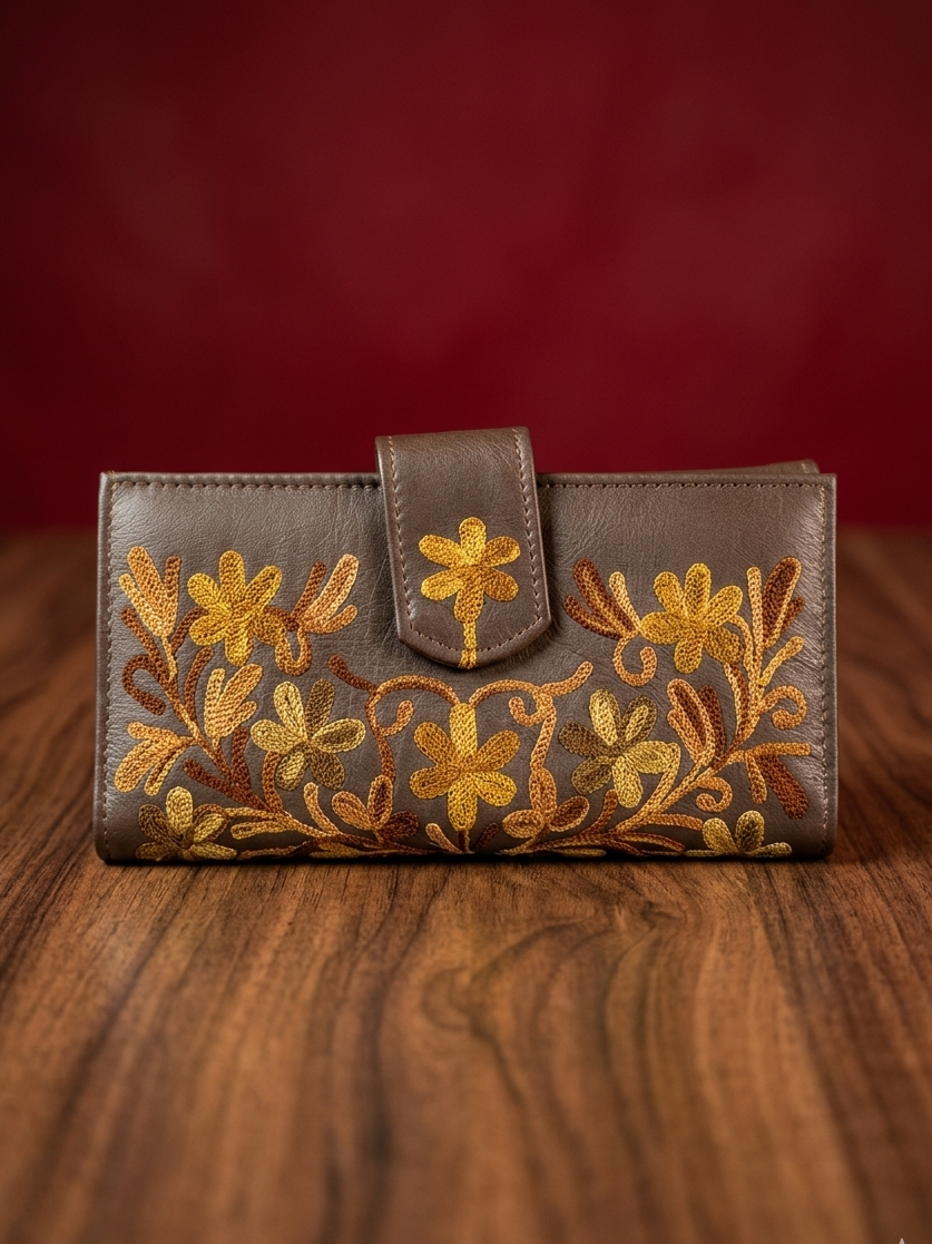 Double side Sheep Leather clutch (Deep brown)