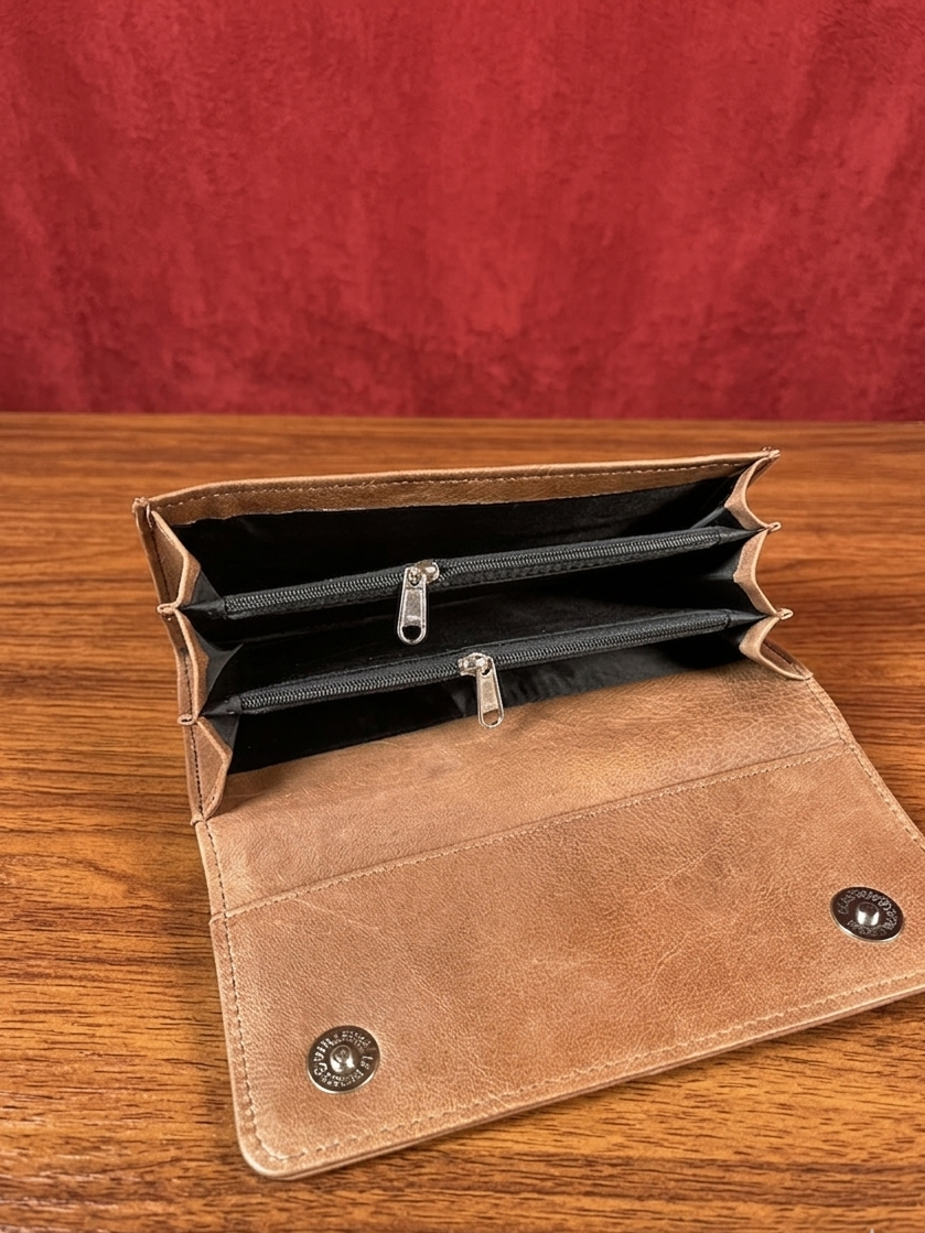 Double side Sheep Leather clutch (Brown)
