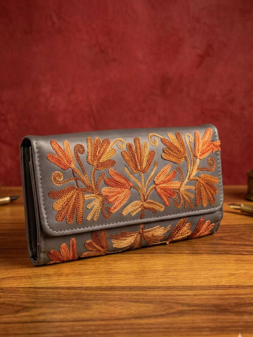 Double side Sheep Leather clutch (Grey)