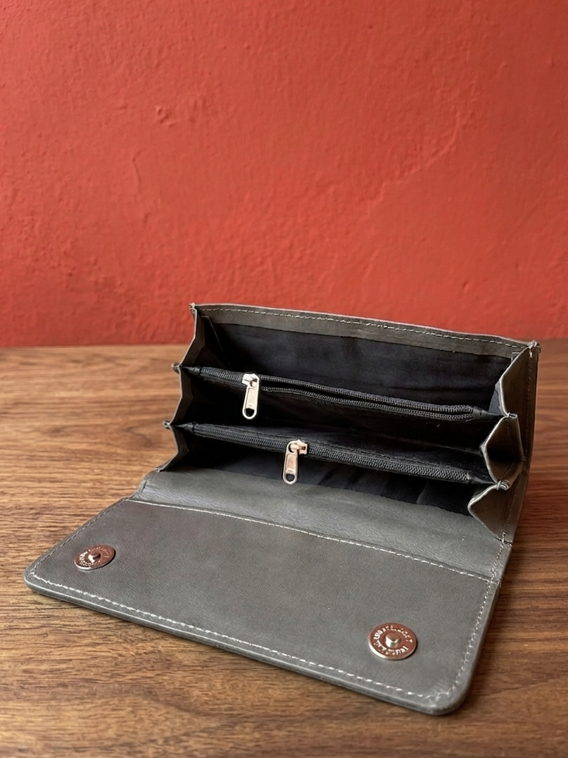 Double side Sheep Leather clutch (Grey)
