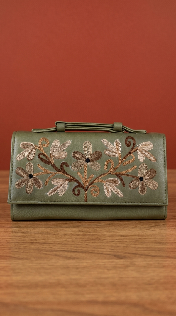 Sling Wallet Clutch – Sheep Leather (Tortoise Green)
