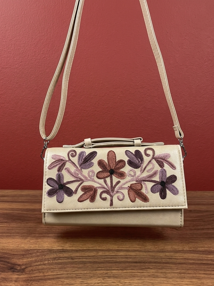 Sling Sheep Leather clutch Wallet ( Khaki Brown )