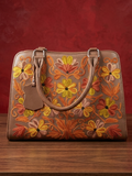 Sidemagnet Bag Full Grain Real Sheep Leather Design 2 - Kashmiri Craftsmanship (Brown)