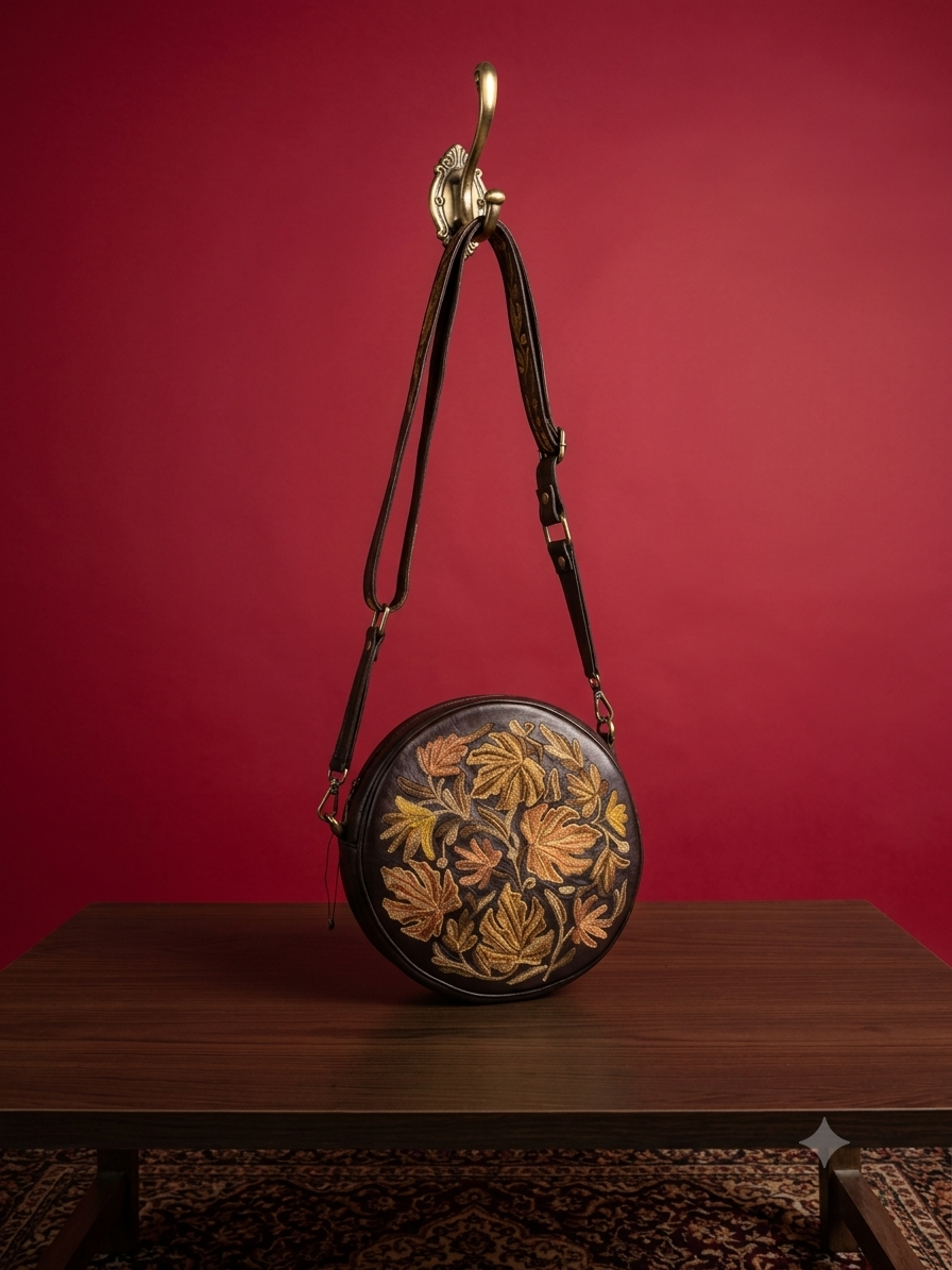 Circle bag sheep leather - (Brown)